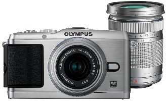 Olympus, Digitální foťák bezzrcadlovka Olympus PEN E-P3 silver + 14-42mm silver + 40-150mm silver