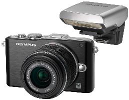 Olympus, Digitální foťák bezzrcadlovka Olympus PEN E-PL3 black +14-42mm black + externí blesk FL-LM1