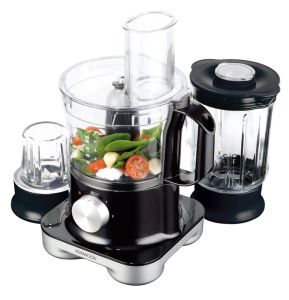 Kenwood,Patentovaný systém „Dual drive“, černě lakované kovové tělo, kompaktní rozměry a výkonný 750 W motor nabízí Food Processor Patentovaný systém „Dual drive“, černě lakované kovové tělo, kompaktní rozměry a výkonný 750 W motor nabízí Food Processor Kenwood FPM 264 Compact