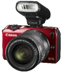 Canon, Digitální foťák bezzrcadlovka Canon EOS M Red + 18-55 mm IS STM + blesk Speedlite 90EX