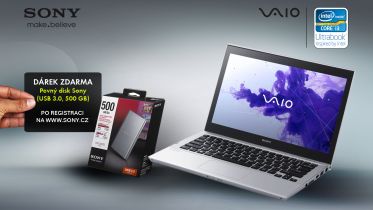 Notebook SONY VAIO SVT1312M1ES (SVT1312M1ES.CEZ) + Externí 500GB HDD SONY, USB 3.0 v hodnotě 1.799Kč ZDARMA!